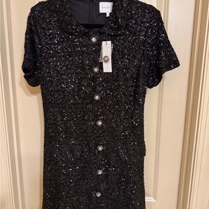 MABLE Elegant Black Mini Dress